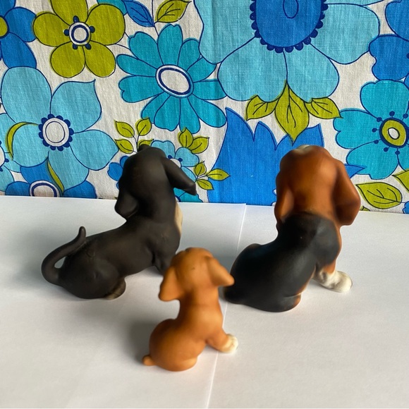 Vintage puppy dog figurine set of 3 basset hound dachshund & boxer puppy - Picture 3 of 7